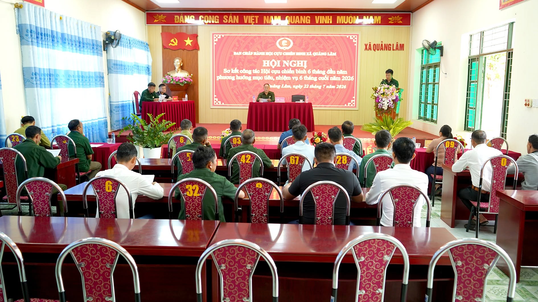 HỘI CỰU CHIẾN BINH XÃ QUẢNG LÂM SƠ KẾT CÔNG TÁC HỘI 6 THÁNG ĐẦU NĂM 2026 VÀ CÔNG BỐ CÁC QUYẾT ĐỊNH CHI HỘI CCB SAU SẮP SẾP BẢN TRÊN ĐỊA BÀN XÃ