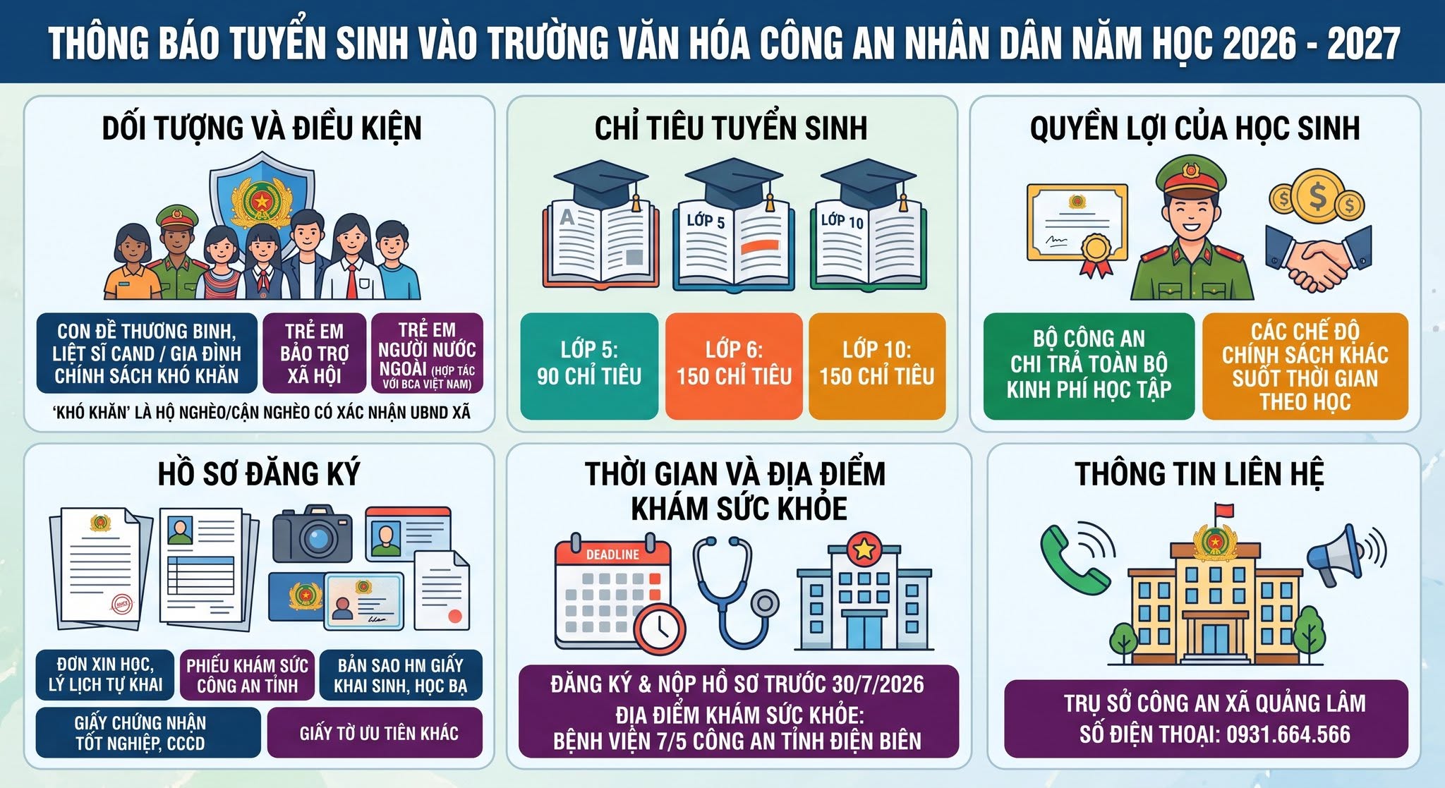 THÔNG BÁO TUYỂN SINH VÀO TRƯỜNG VĂN HÓA CÔNG AN NHÂN DÂN NĂM HỌC 2026 - 2027